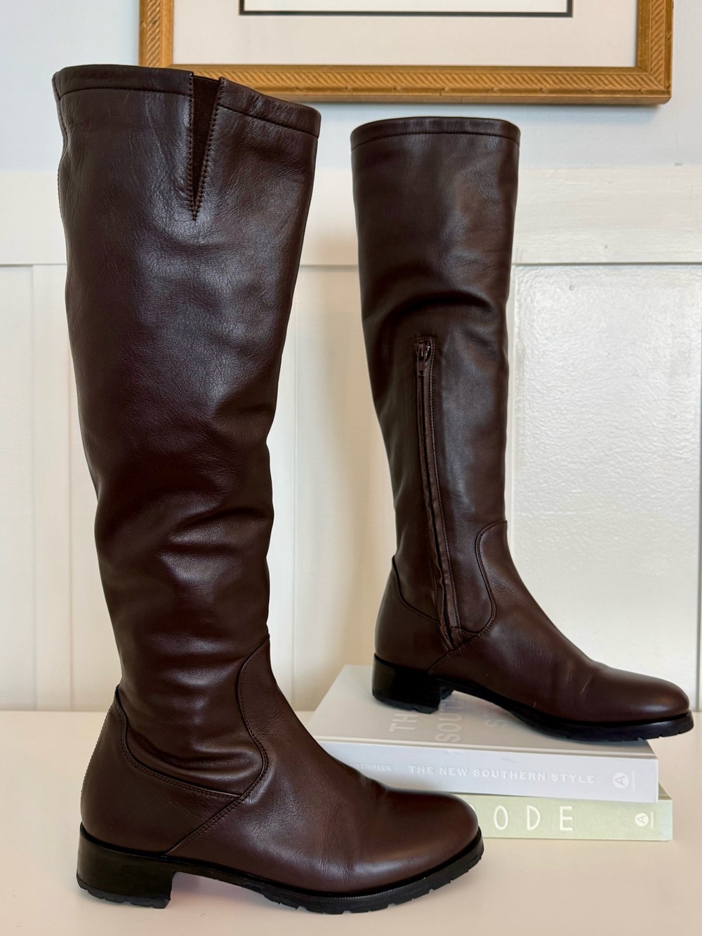CHRISTIAN LOUBOUTIN BROWN LEATHER KNEE HIGH LUG BOOTS SIZE 39 AUTHENTICATED